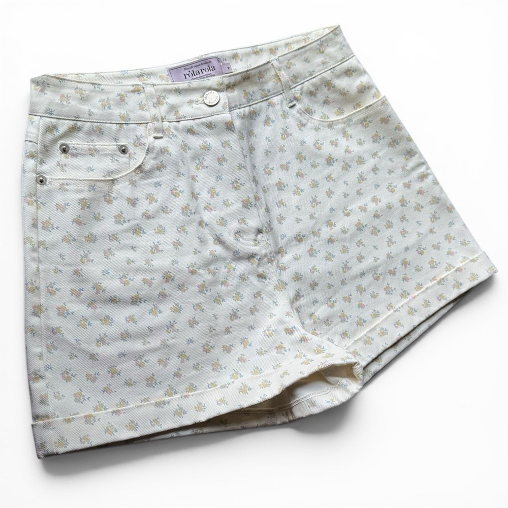 ROLAROLA Flower Half Pants Ivory Floral Shorts Women's Size M Korean Fashio - Picture 13 of 13